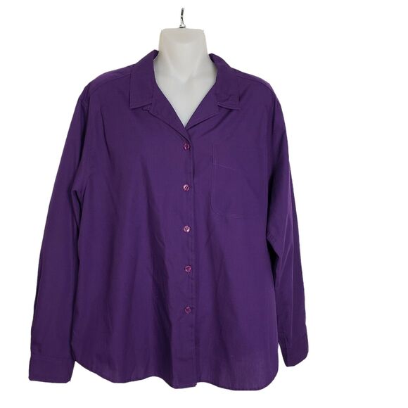 Cabin Creek Womens Shirt Large Purple Button Front Long Sleeve Collared Pocket - Picture 1 of 8